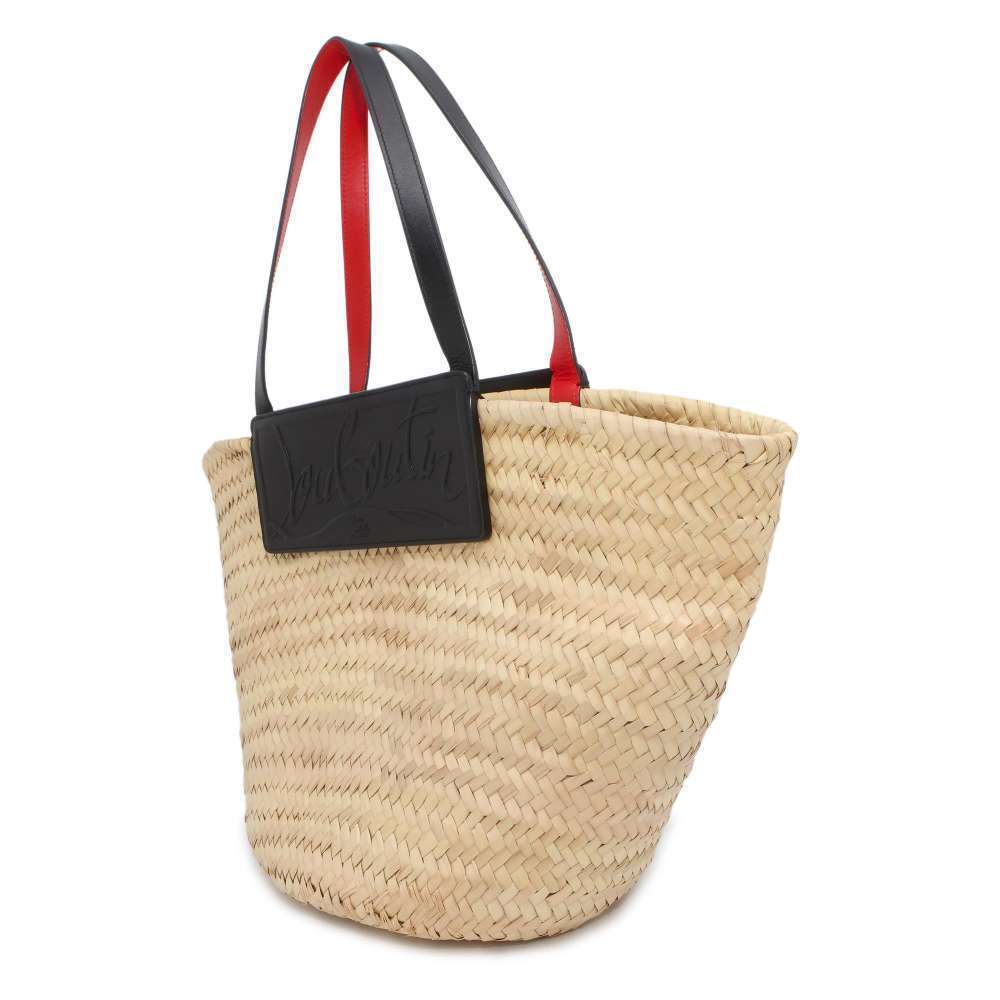 Christian Louboutin leather raffia Handbag bag Rubisour basket black